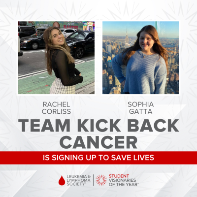 Candidate Announcement for Team Kick Back Cancer with photos of two teenagers