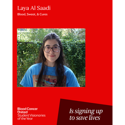 Headshot of South Texas Student Visionaries of the Year candidate Laya Al Saadi of team Blood, Sweat, & Cures.