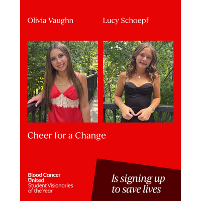 Headshot of South Texas Student Visionaries of the Year candidates Olivia Vaughn and Lucy Schoepf of team Cheer for a Change.